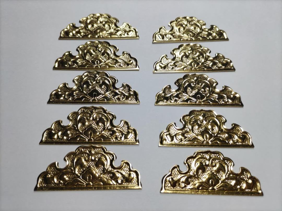 50mmx 10枚唐草真鍮金具 仏具、神殿、神輿、山車、飾り真鍮金具 52mmx 10枚